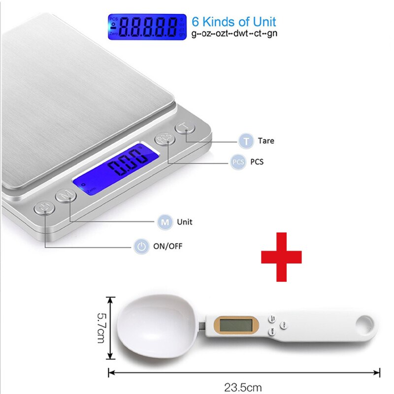 Kitchen Scale Stainless Steel Mini Scale 0.01g / 0.1g Precision LCD Electronic Scale 500G / 3000G Food Scale Gram Weight Scale