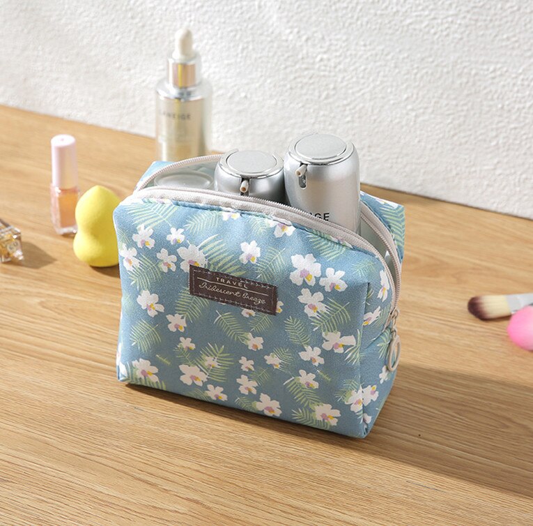 Mini Geldbörse Gestreifte Reise Waschen Tasche Toilettartikel fallen Süße Blumen- Kosmetik Tasche Organizer Schönheit Tasche Bausatz machen-hoch: B