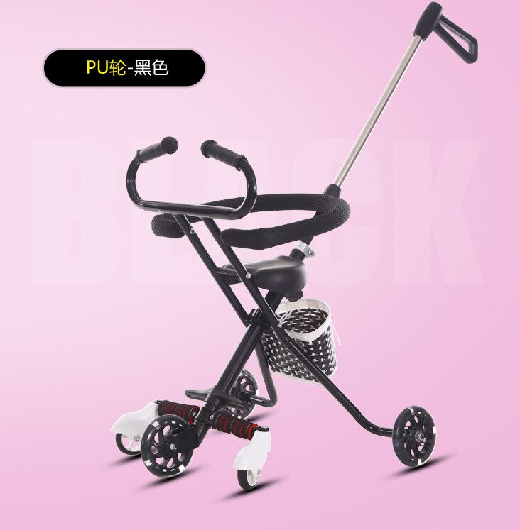 Outil de marche bébé pliant quatre roues Scooter cinq roues Anti-chute chariot: Five Wheels Bent Handlebar Pu Wheel