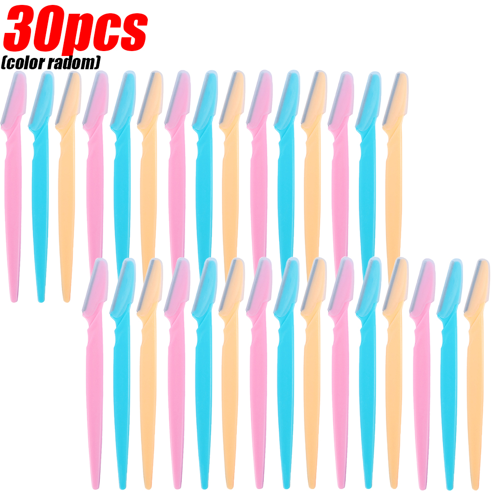 6/30 pièces Portable visage rasoir oeil sourcils épilation rasoir lame rasoir épilation couteaux sécurité rasoir femme maquillage: Brossé Chrome