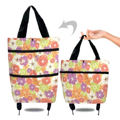 Sac de courses pliable, chariot de courses, achat de nourriture, sac sur roues, sac de légumes, organisateur de Shopping, sac Portable, paquet de traction: Sun flower S