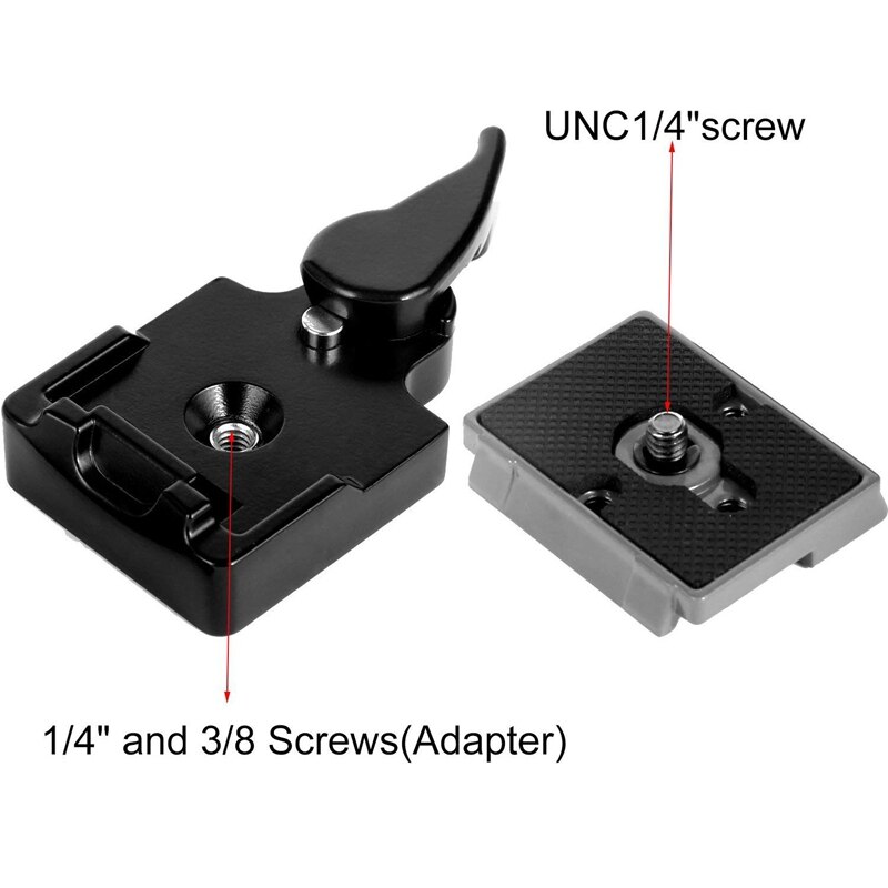 Schwarze schnellwechselplatte 323 mit spezialadapter  (200pl-14)  für manfrotto 323 stative/einbeinstative (dslr-kameraversion)