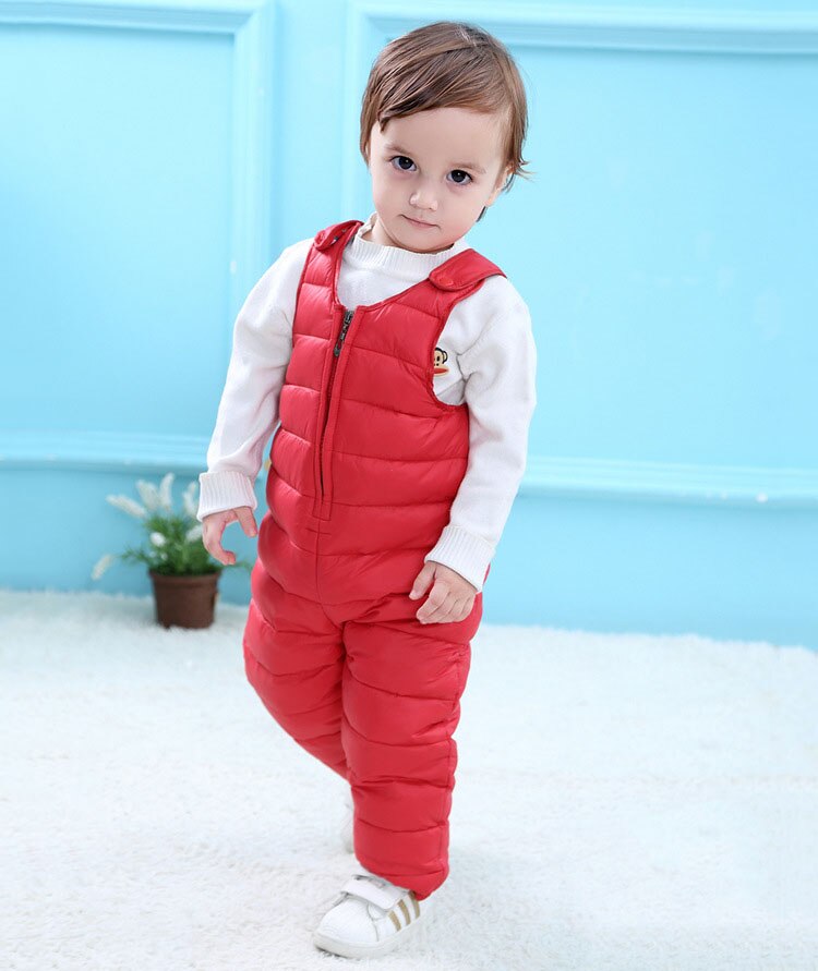 Boys Down Overalls Children Clothing Baby Outside Jumpsuit Winter Girls Mickey Romper Overalls Kids Thick Warm Windproof Clothes