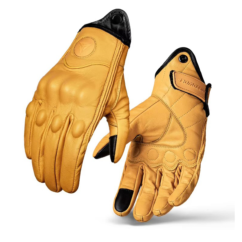 Retro Leather Motorcycle Gloves Vintage Men Women Moto Cycling Winter Gloves Touch Screen Motorbike Motorcross ATV Motor Guantes