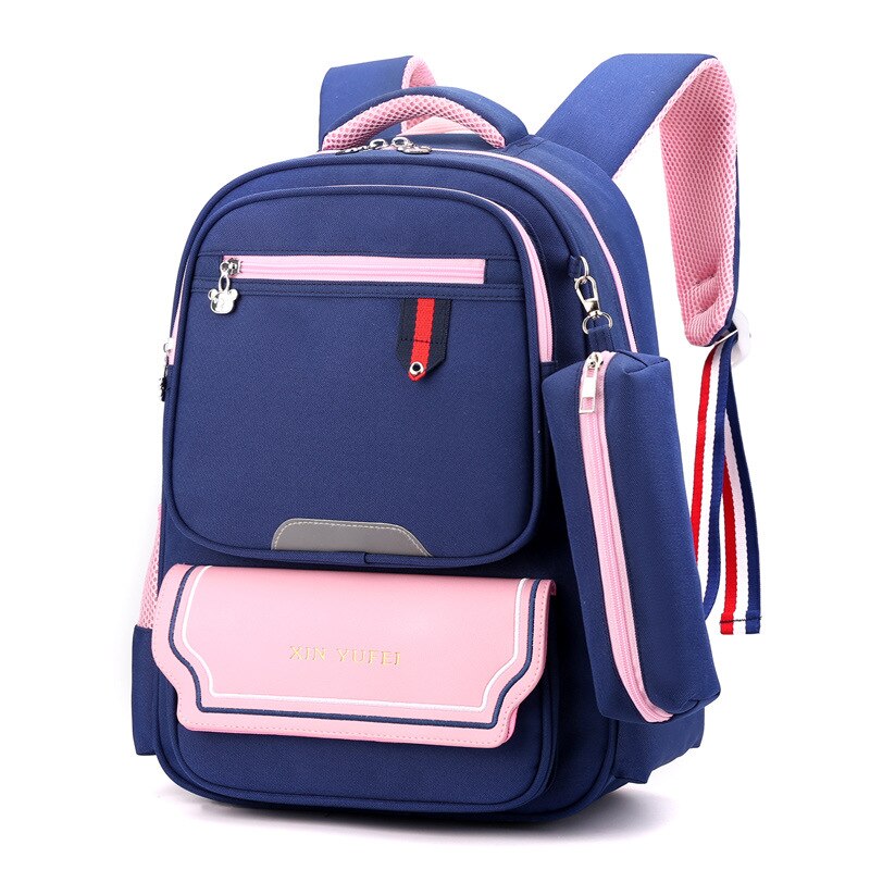 Meisjes Schooltassen Preppy Stijl Rugzakken Scholieren Contrast Kleur Rugzak Kinderen Tas Kinderen Schooltas Mochila Infantil: navy pink