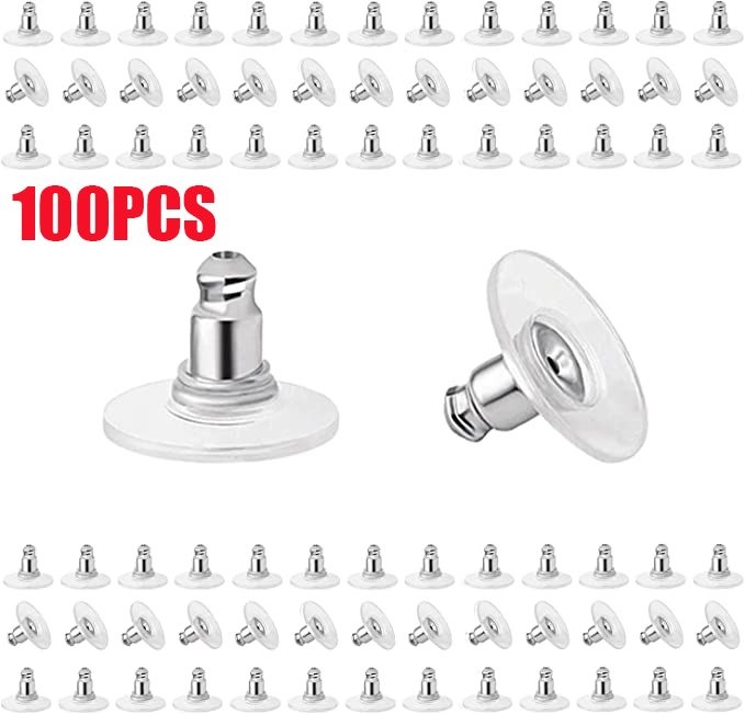 500 Uds caja de tapones para los oídos aleación de goma de silicona transparente pendiente cierre pendientes Kit de accesorios DIY joyería hacer hallazgos de gancho para las orejas: Rosa