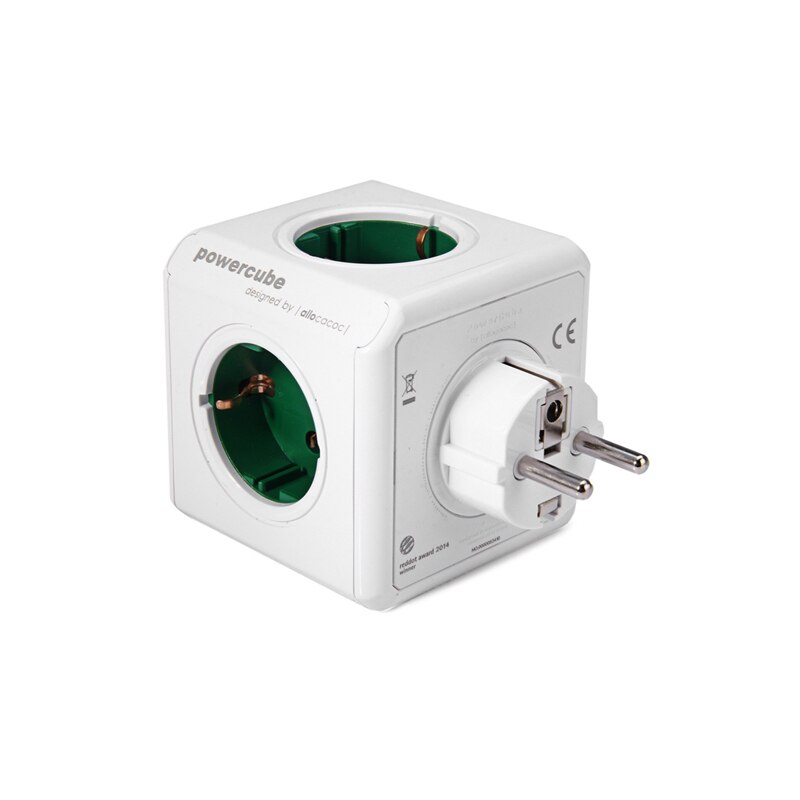 Allocacoc PowerCube Socket - 5 Outlets - 16A 250V - Overload Protection - Green: Default Title
