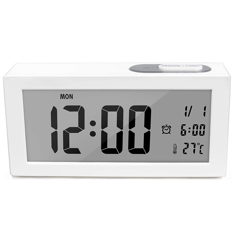 Digital Alarm Clock for Bedroom with LCD Large Sn, Auto Brightness, 12/24 Hour, Snooze, Date and Temperature Display: Default Title