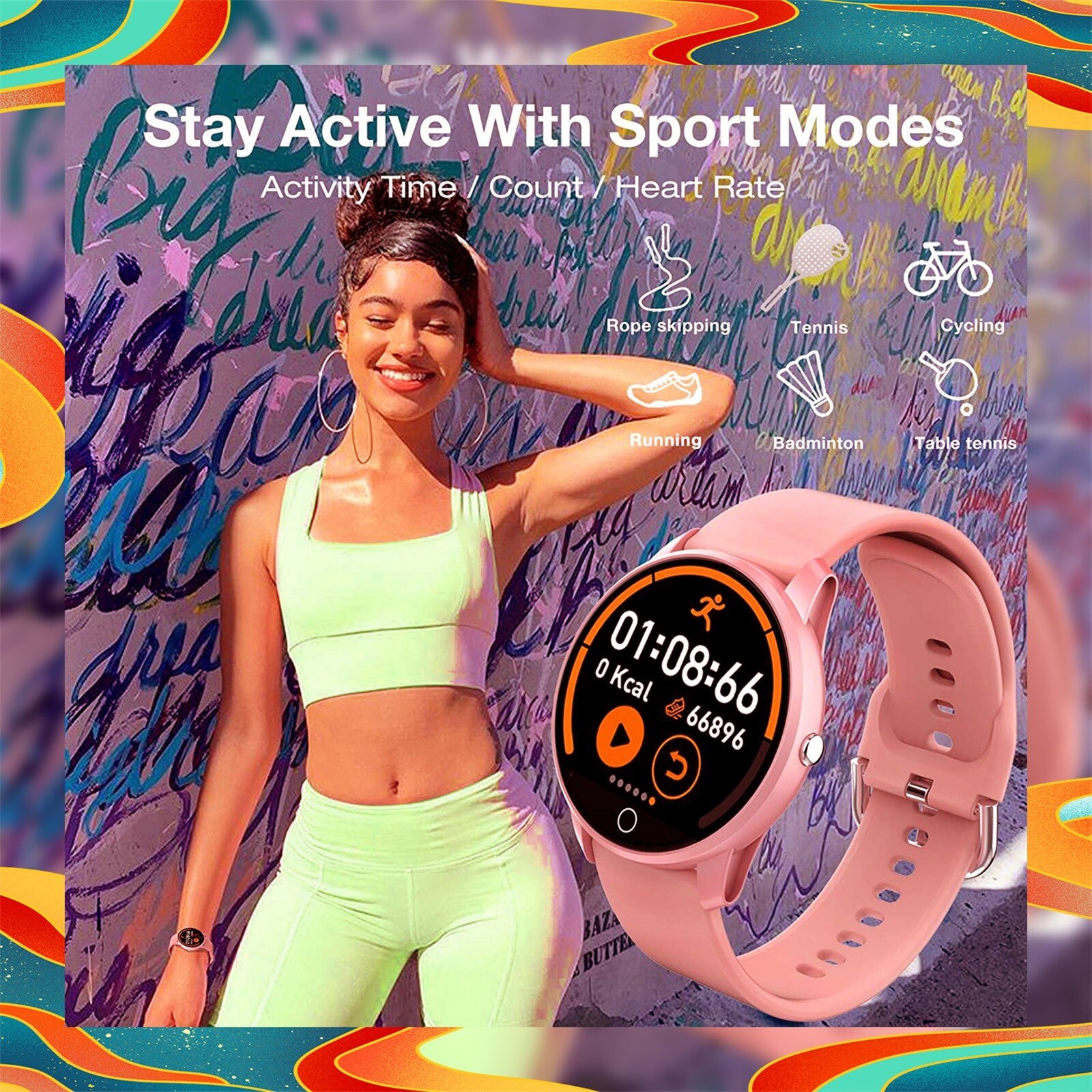 3 farben B8 Clever Uhr Für Frauen Mädchen Ip68 Wasserdicht männer Sport Smartwatch Herz Bewertung Fitness frauen uhren