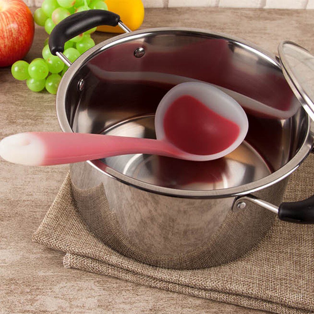 Cuchara sopera de silicona, cocina antiadherente, cucharas de comida grandes, cucharón, mango largo, utensilios de cocina para el hogar
