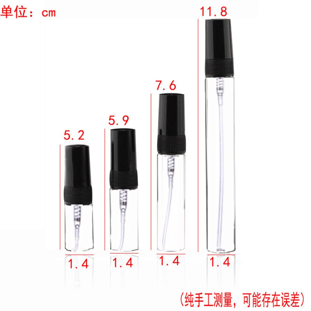 Mini frasco de Perfume pequeño vacío, 2ml, 3ml, 5ml, 10ml, botellas de vidrio portátiles en miniatura para pulverizar, muestra de cosméticos, 1 Uds.