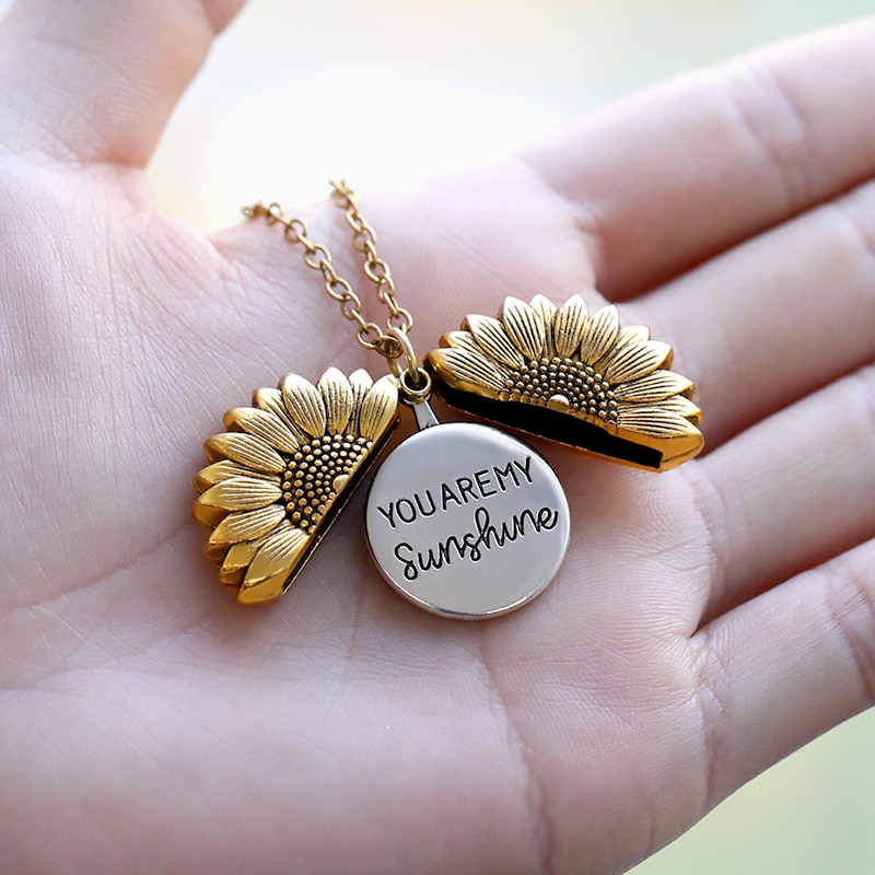 You Are My Sunshine Sunflower Necklaces For Women Rose Gold Silver Color Long Chain Sun Flower Female Pendant Necklace Jewelry