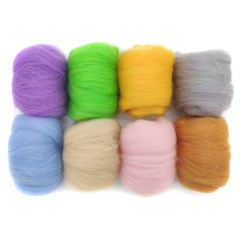 8 Pack Needle Felting Wool Roving 10g x 8 Color Total 80g Merino Wool 70S (19 Microns) Eco-friendly Super Soft Natural: No. 9