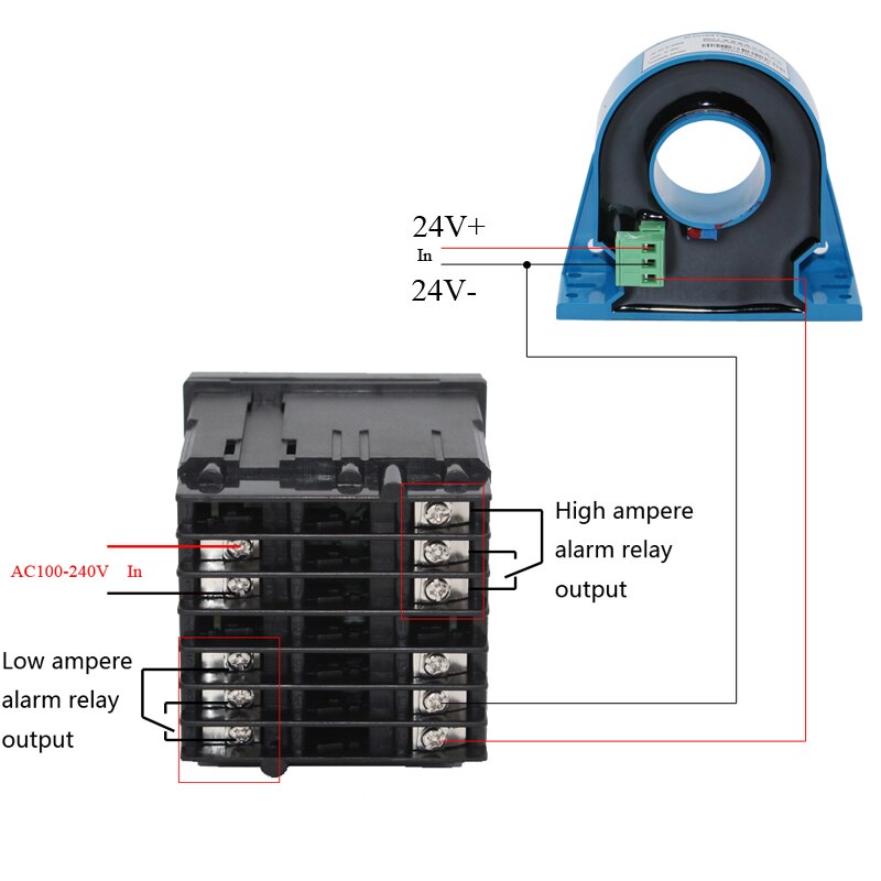 AC ampere meter with low ampere alarm high ampere alarm relay output 400A 500A 600A digital current meter with ampere sensor