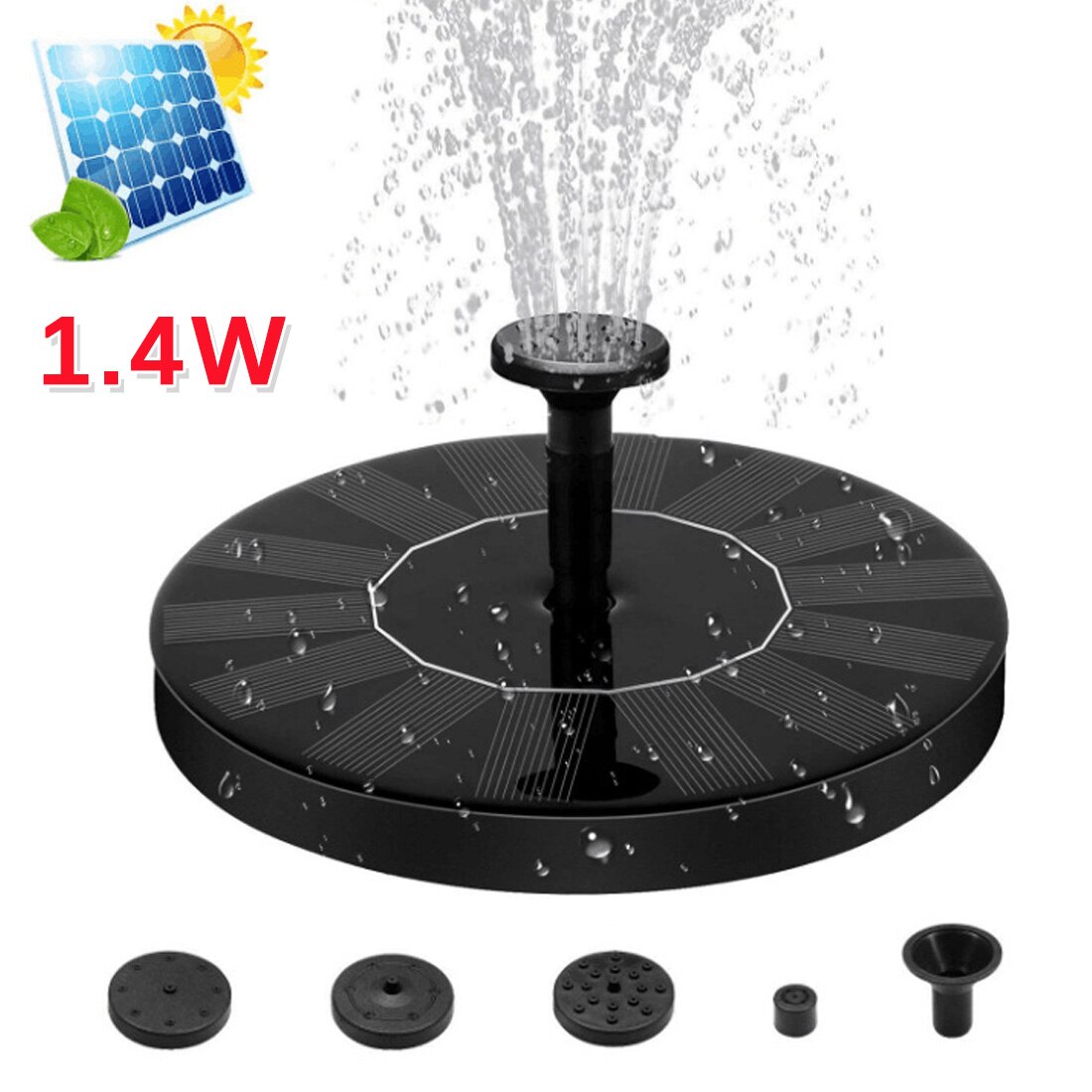Round Solar Fountain Mini Fountain Garden Pool Pond Solar Panel Floating Water Fontaine For Garden Decoration Waterfall Wholesal: 1.4w
