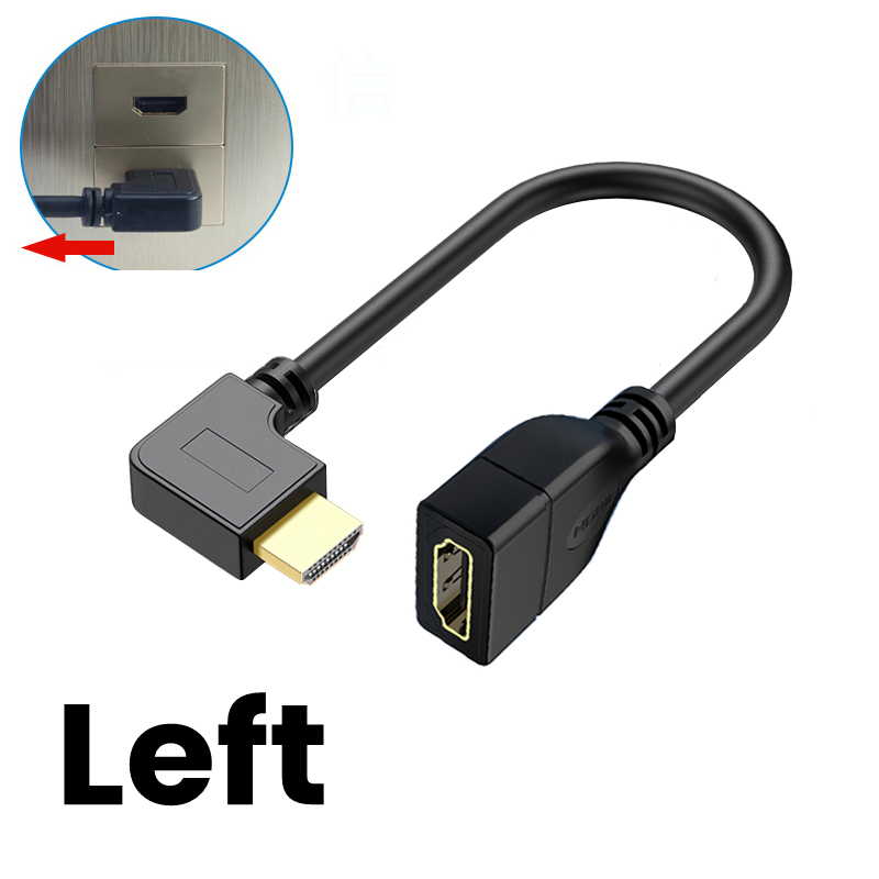 15/50cm 1080P HD Extender Cord 90 Degree Up/Down/Left/Right Angle Male To Female Extension Cable for PC TV DVD Monitor Projector: Red / <=0.5m