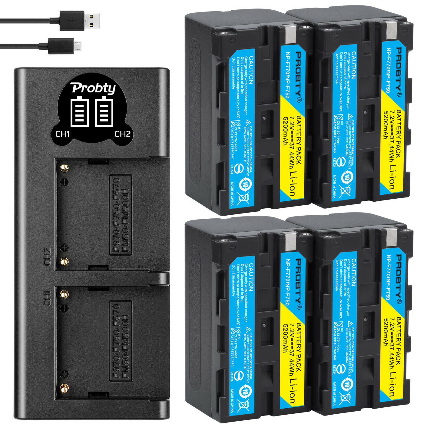 5200 Mah NP-F770 NP-F750 Np F770 Np F750 NPF770 750 Batterij + Led Usb Charger Voor Sony NP-F550 NP-F770 NP-F750 f960 F970