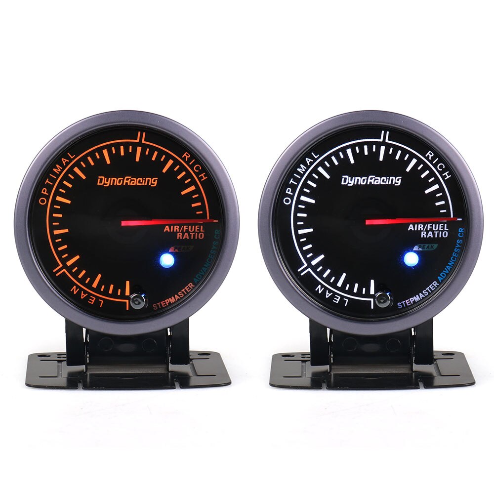 Dynoracing 60MM Black Face Air fuel ratio gauge White/Amber light with peak function Narrowband Air Fuel Ratio Meter BX101484