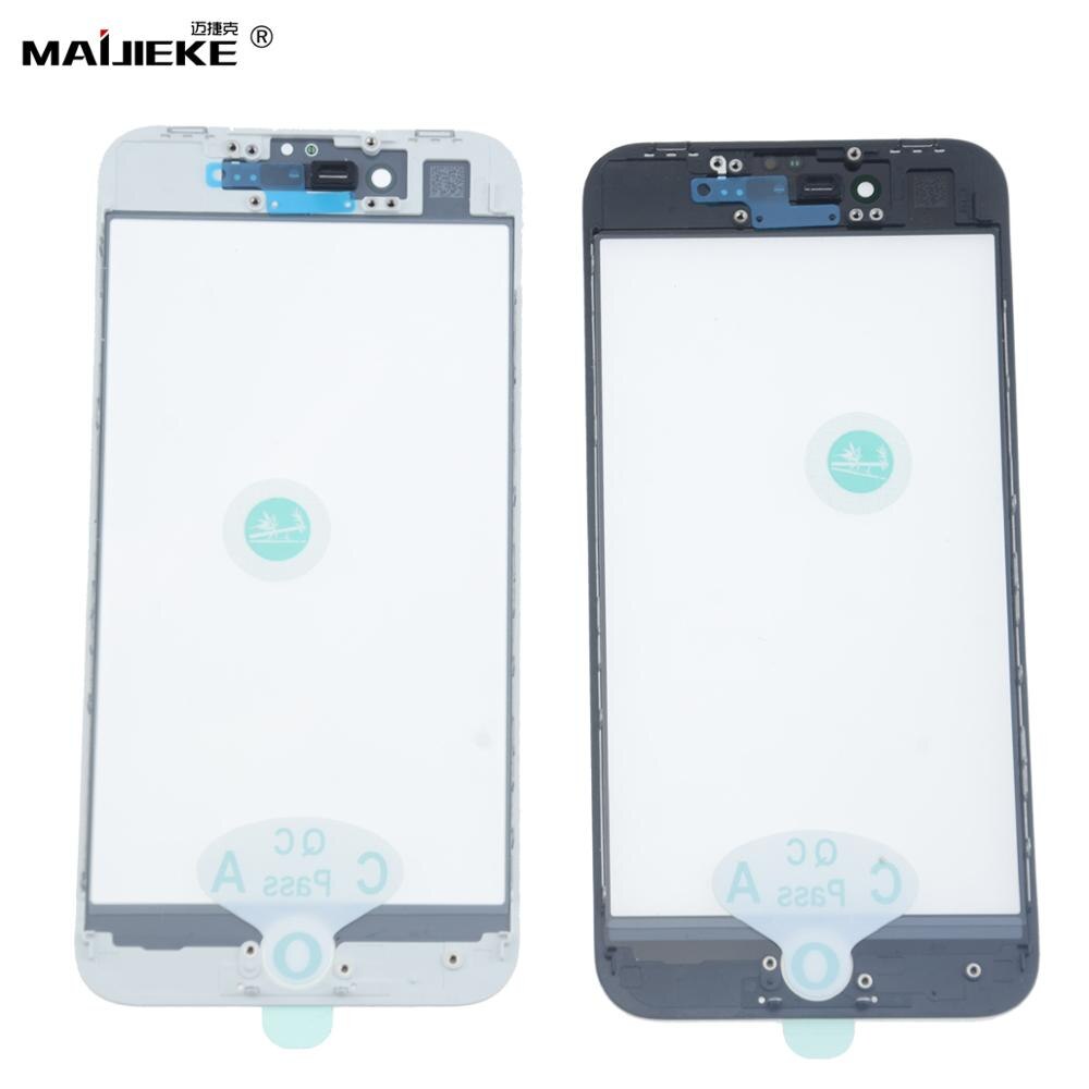 10 pces lcd vidro para iphone 8 plus 7 plus 6s mais tela de vidro frontal com moldura + oca filme para iphone 5s 5 5c substituição de vidro