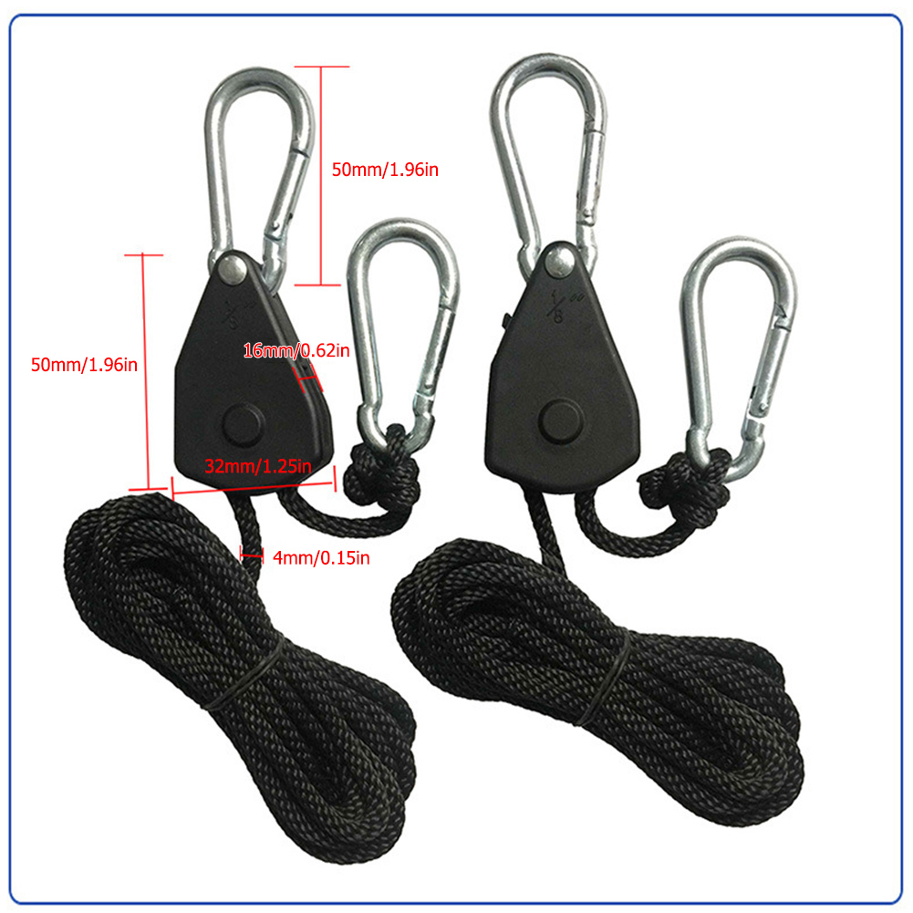 20-2PCS Hanger Pulley Ratchets Kayak Rope Rope Pulley 1/8 Lift Pulley Lock Tie Down Strap 1.6M Sky Curtain Tent for Camping