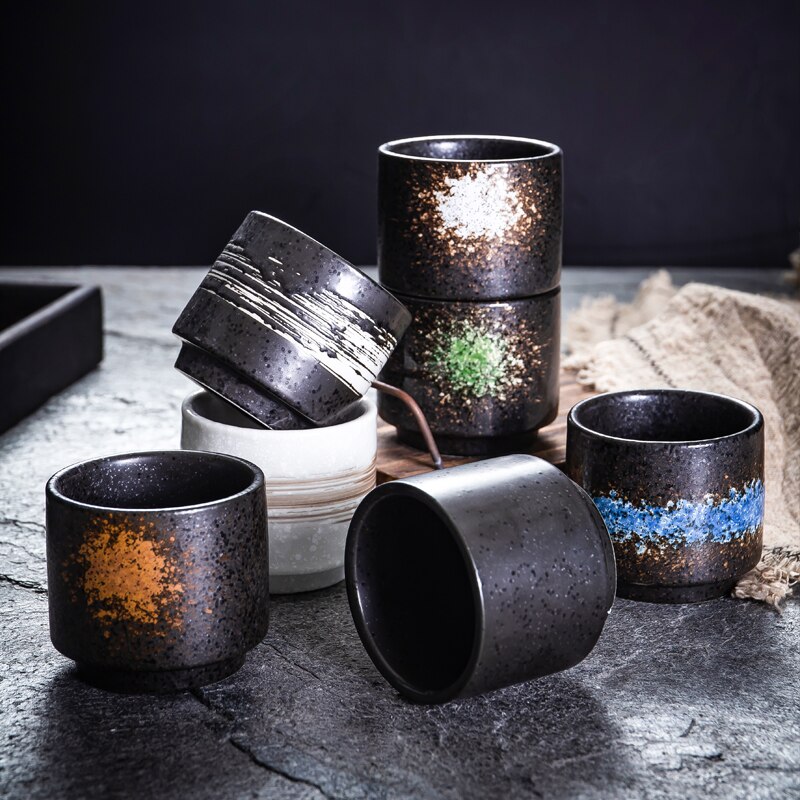 Japanse Stijl Keramische Thee Set, Theekopje, Koffiekopje, Yerba Mate Set Keramische Mate Cup Set Van 4 Kopje 4 Kleuren