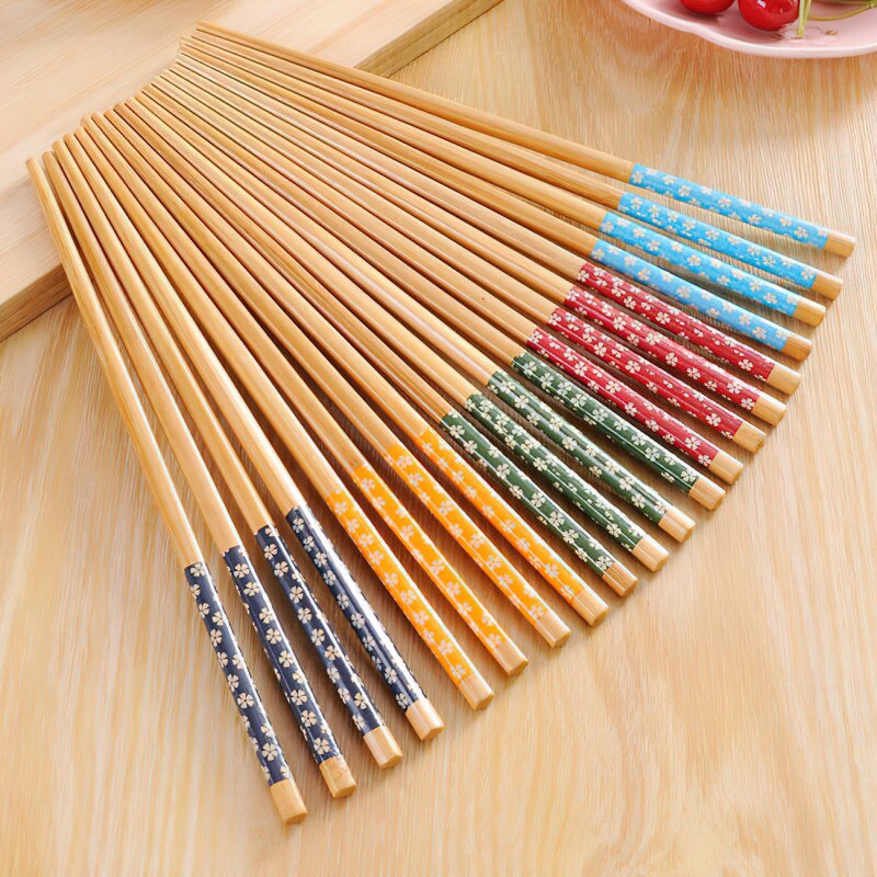 Palillos de madera clásicos chinos, palillos de bambú de flores naturales hechos a mano tradicionales, reutilizables, herramientas para Sushi, 1 par