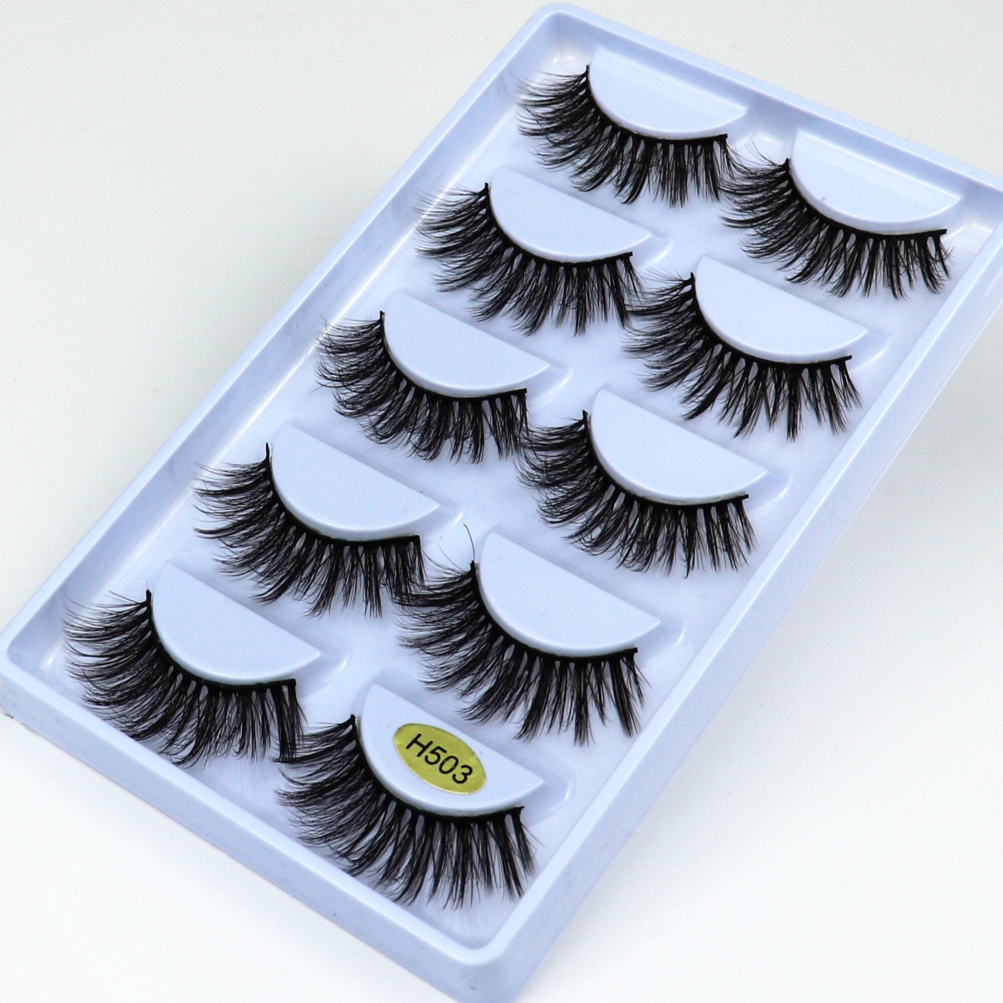 MIOFIA 3D ciglia finte in visone 20mm ciglia finte naturali 5 paia faux cils pack ciglia trucco estensione ciglia in seta maquiagem: H503