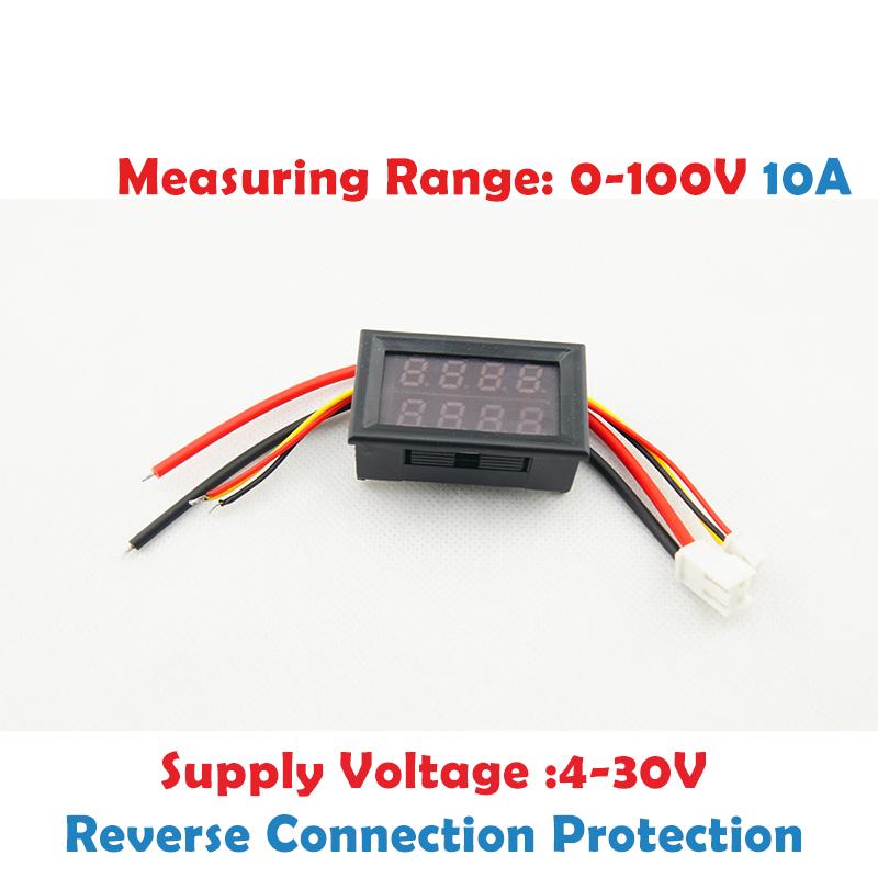 DC 100V 10A Voltmeter Amperemeter Blau + verrotten LED Ampere Dual Digital Volt Meter Messgerät