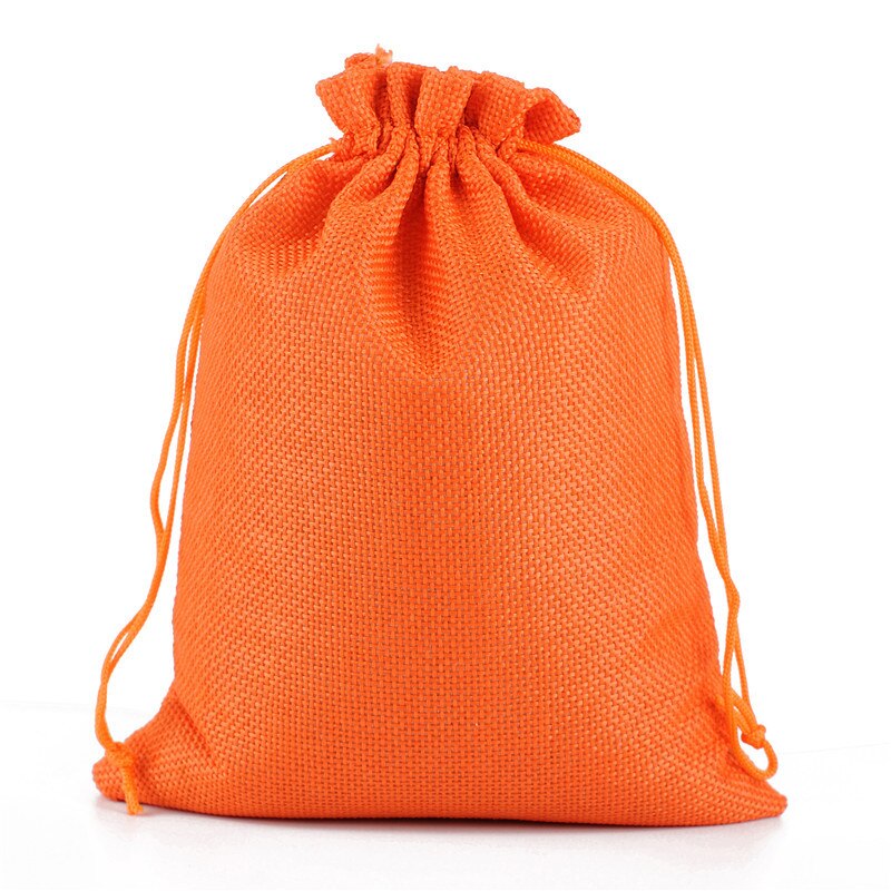 100 pcs/lot 7x9 cm différentes tailles toile de Jute toile de Jute toile de Jute sacs à cordon pochettes pour noël mariage emballage sac: Orange