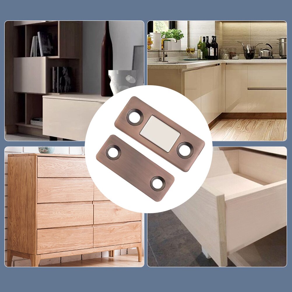 2pcs Strong Door Closer Magnetic Cupboard Ultra Closures Furniture Cupboard with Screws Ultra Thin Cabinet Catch Latch Hardware