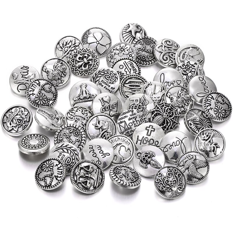 10pcs/lot 18mm Snap Jewelry Mix Many Styles 18mm Metal Snap Buttons Gold Rose Gold Buttons Rhinestone Snaps Jewelry: 16