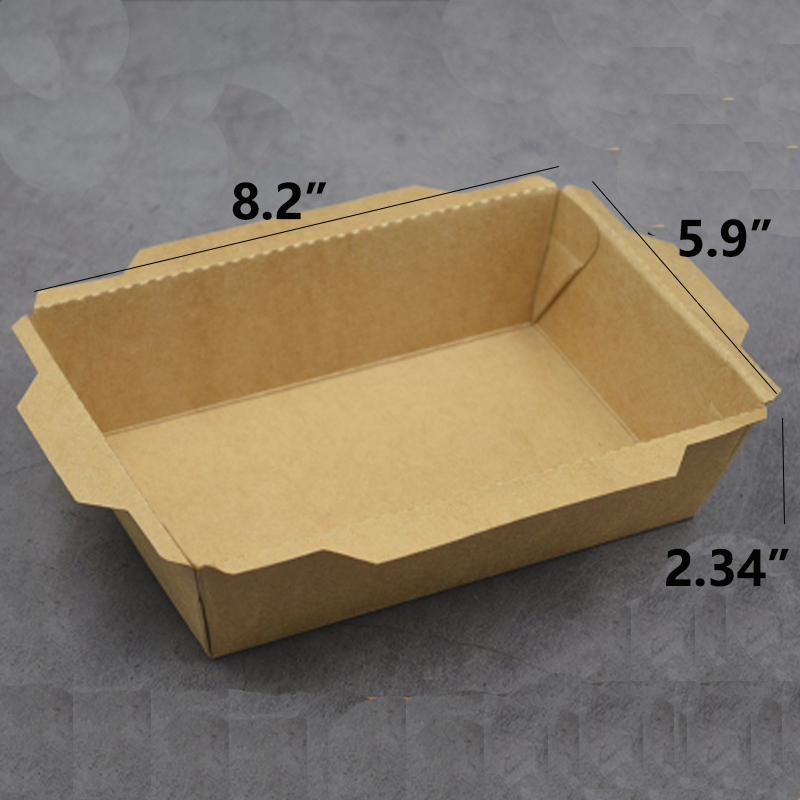 50pcs Kraft meal box without lid Waterproof Greaseproof Barbecue Sandwich Bread container (500ml/750ml/1000ml/1600ml).: 1600ML