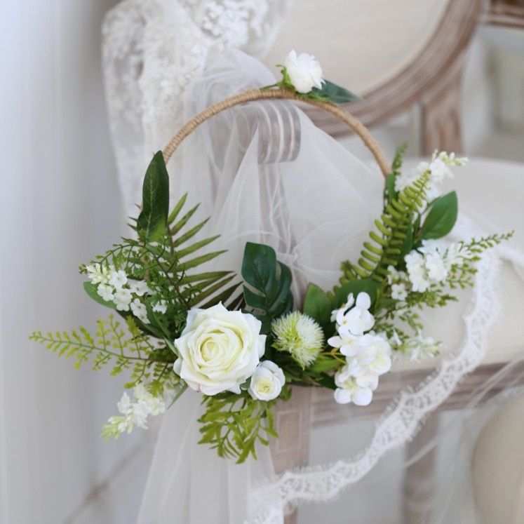 Jonnafe Round Green Artificial Floral Bridal Bridesmaid Bouquet Hand Tied Wedding Decoration Accessories