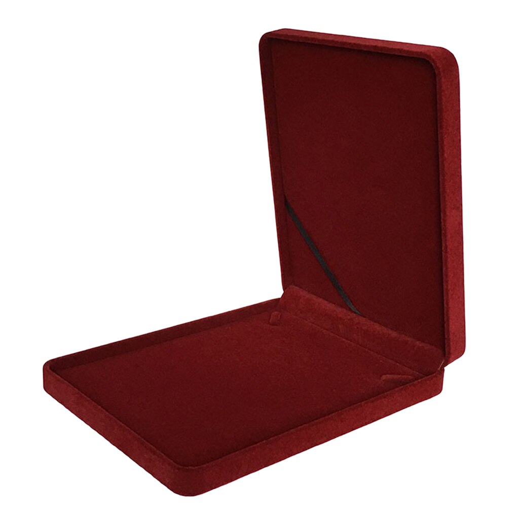 Velvet Jewelry Long Necklace Box – Chain Pendant Display Organizer Box: Wine Red