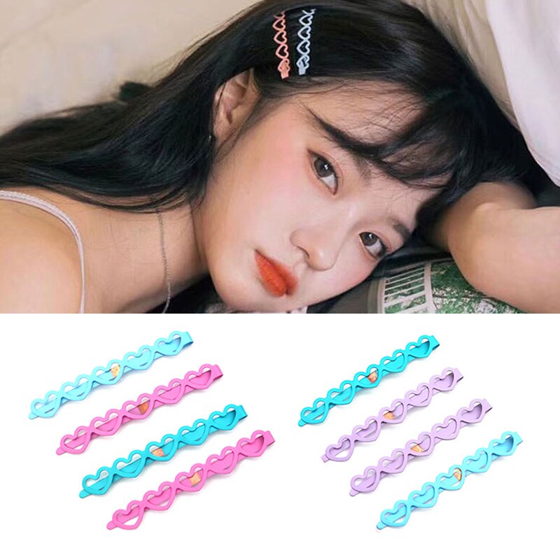 Femmes fille couleur bonbon pinces à cheveux rétro Net rouge amour creux géométrique alliage peinture pince latérale Barrette coiffure outil de coiffure