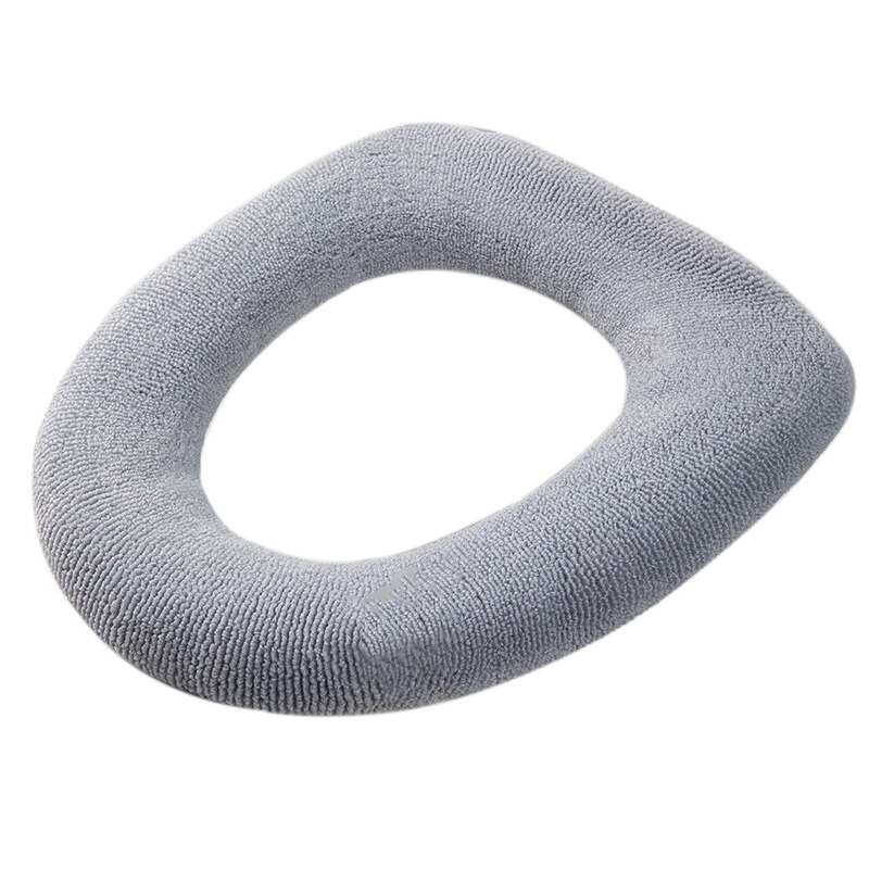 Housse de siège de toilette chaude d&#39;hiver, tapis de fermeture épais, coussin doux tricoté, housse de Bidet lavable en forme de O, accessoires de toilette: S2 Grey