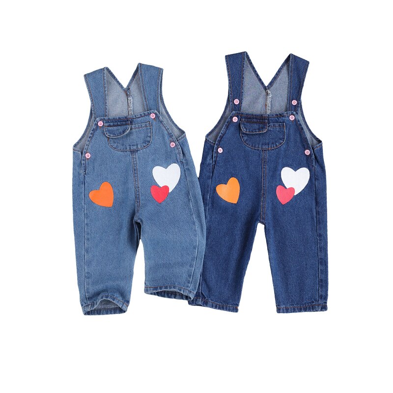 Focusnorm 0-12M Pasgeboren Baby Meisjes Jongens Overalls Broek Print Mouwloze Knop Pocket Blue Denim Broek