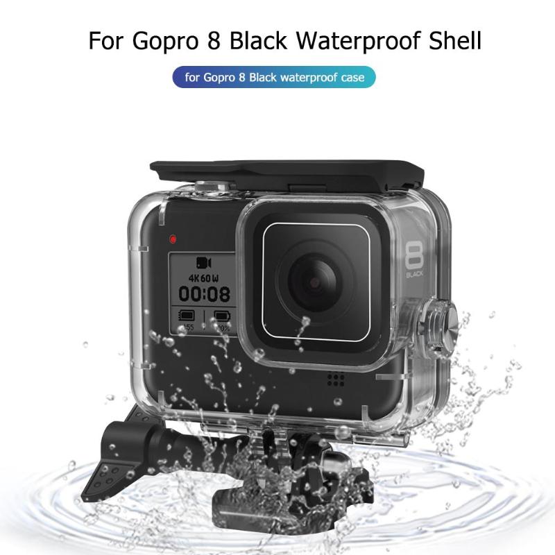 60m undervands vandtætte etuier beskyttende skal til gopro hero 8 sort
