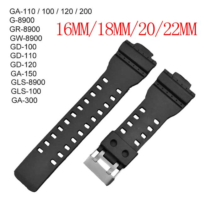 Silikonikuminen kellon ranneke 16mm 18mm 20mm 22mm ranneke casio kellon rannekkeeseen vaihda elektroninen rannekello urheilukellon ranneke