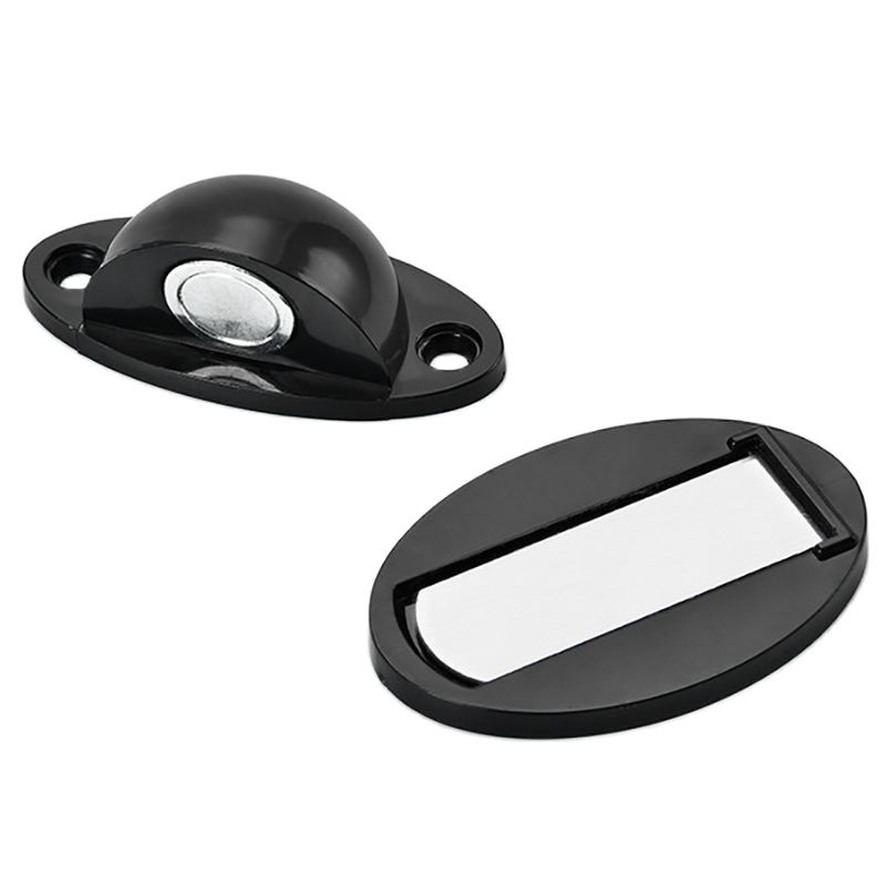 Door Stopper, Magnetic Door Stop White, Black Plastic Door Catch, Self Adhesive & Drilling Door Holder for Bedroom Bathroom