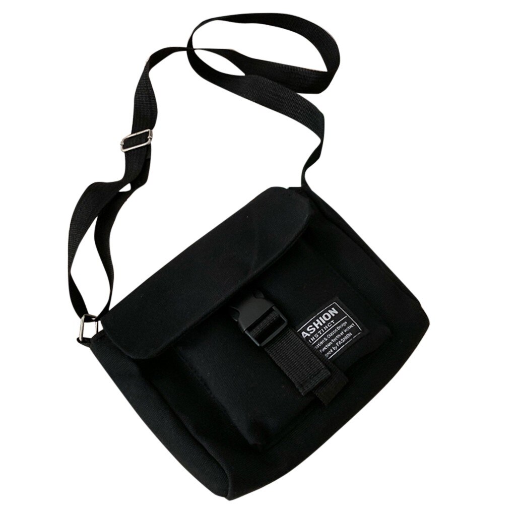 Women Canvas Wild Cute Messenger Bag Shoulder Bag Solid Color High Capacity Big Bags Small Casual Square Bags Women #BL5: Black