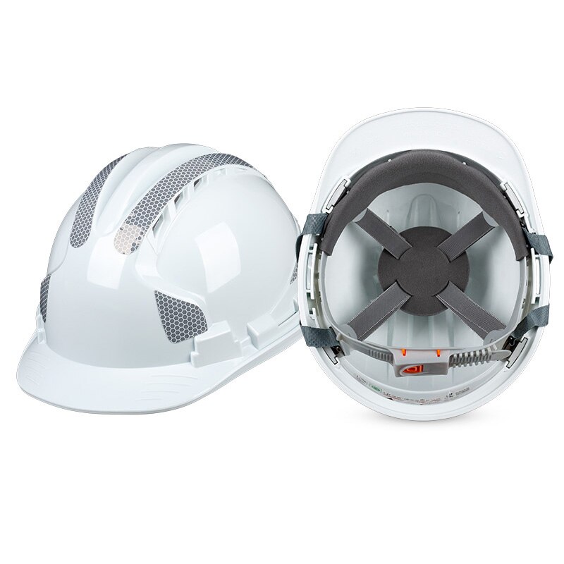Reflective Hard Hat Outdoor Working Safety Helmet Breathable Construction ABS Work cap High strength Head protection: white