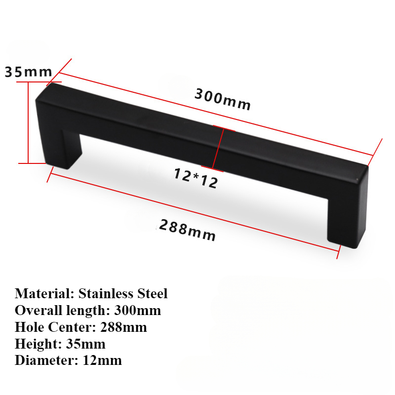 Door Handle Black Cabinet Handle Square Furniture Hardware Stainless Steel Kitchen Door Knobs Cupboard Wardrobe Drawer Pulls: Orange