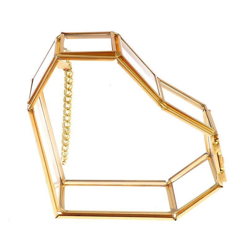 Caja geométrica de cristal transparente para joyería, organizador de joyería, soporte, caja de anillo, collar, pulseras, pendientes, accesorios de almacenamiento de joyería, 1 ud.: HEART