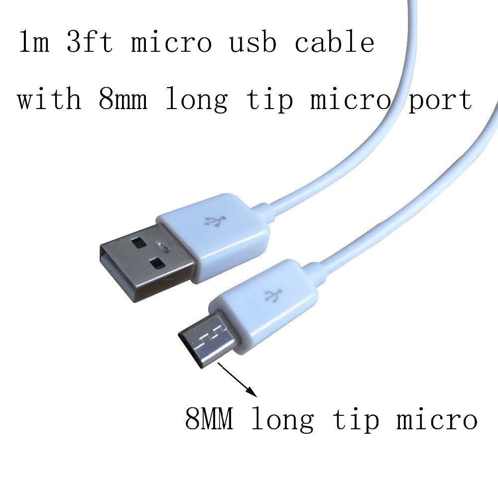 8mm extra larga punta Micro usb cable de carga de datos cable usb android