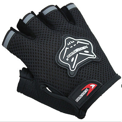 Guantes de medio dedo para ciclismo para niños y adultos, a la , de malla, sin dedos, guantes de deporte corto, color negro: Black / Children