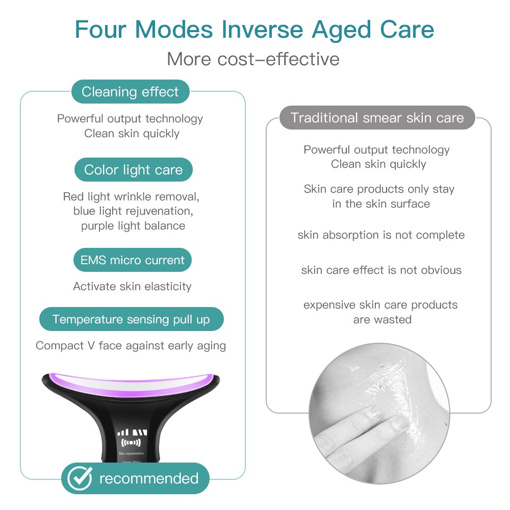 Neck Anti Wrinkle Face Lifting Beauty Device Double Chin Remove Massager LED Photon Therapy EMS Tighten Neck Lifting Care Tool