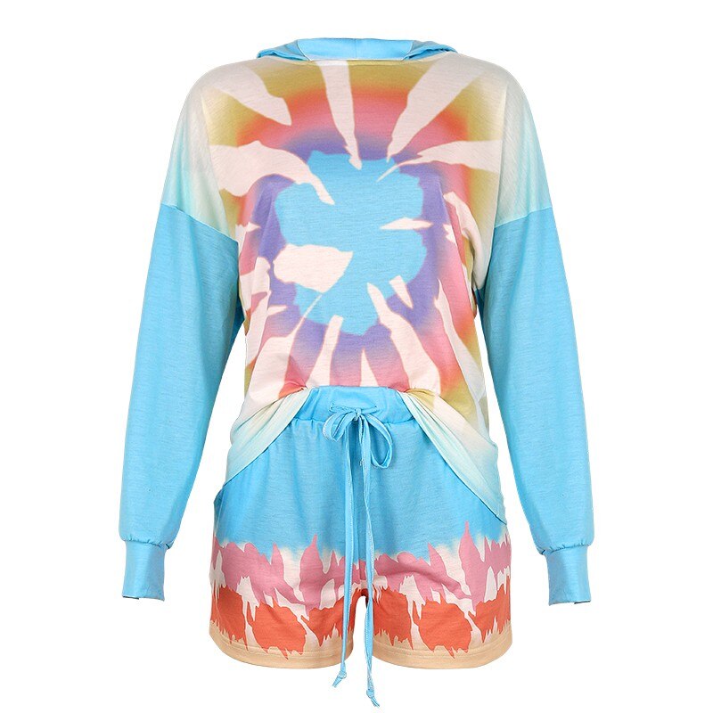 2020 outono feminino conjuntos de moda manga longa tie-dye impressão fatos de treino lazer correndo conjunto conjunto conjunto feminino moletom adulto #3