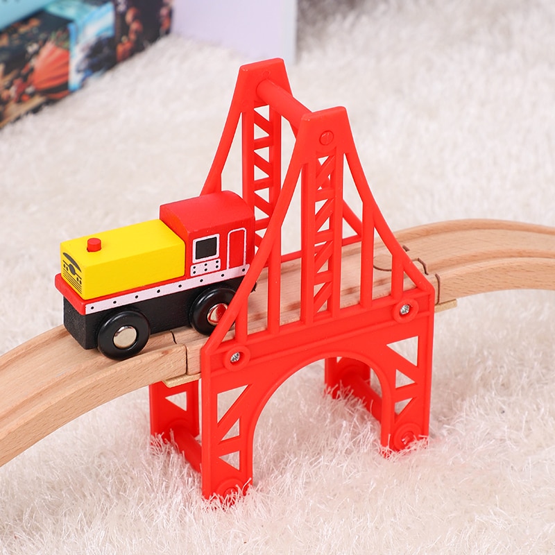 Ferroviarie di legno Giocattolo Semplice Set Per Bambini Giocattoli Compatibile con I Principali di Marca Pista Blocchi di Puzzle Giocattoli Educativi Per I Bambini