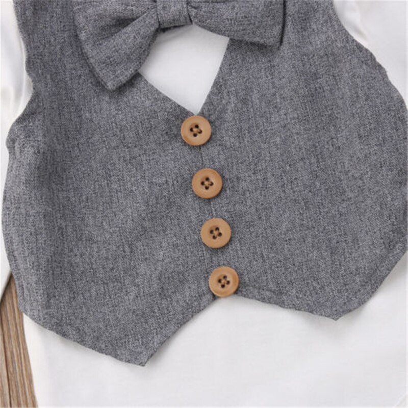 0-24m gentleman baby boys fluga toppar byxor 2 st set småbarn pojkar barn höstfest formell kostym outfits kläder